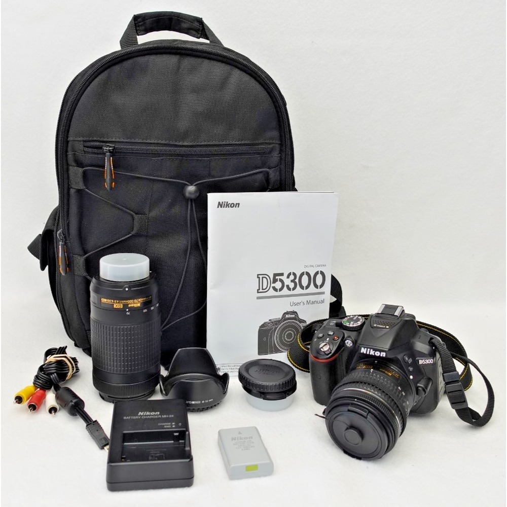 Nikon D5300 DSLR Digital Camera w/ Nikon 18-55mm, Backpack & Extras - Tested!